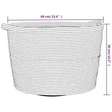 vidaXL Καλάθι Απλύτων Μπεζ και Λευκό Ø60x36 εκ. Βαμβακερό