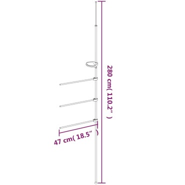 vidaXL Πετσετοκρεμάστρα 47 x 280 εκ. από Αλουμίνιο