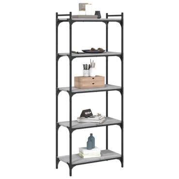 vidaXL Βιβλιοθήκη 5 Επιπέδων Γκρι Sonoma 60x30x154cm Επεξεργ. Ξύλο 1 τεμ.