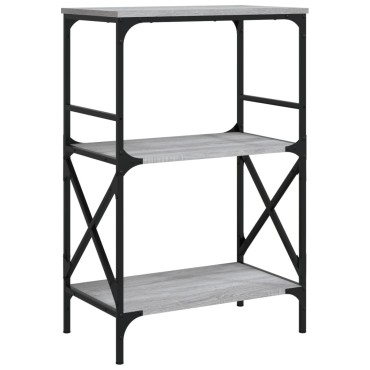 vidaXL Βιβλιοθήκη 3 Επιπέδων Γκρι Sonoma 59x35x90,5cm Επεξεργ. Ξύλο 1 τεμ.