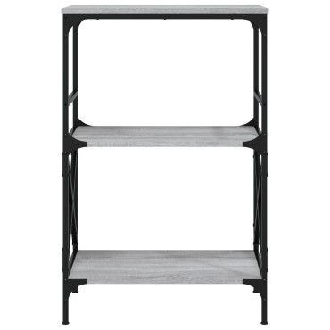 vidaXL Βιβλιοθήκη 3 Επιπέδων Γκρι Sonoma 59x35x90,5cm Επεξεργ. Ξύλο 1 τεμ.