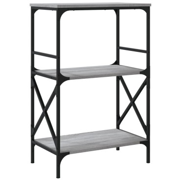 vidaXL Βιβλιοθήκη 3 Επιπέδων Γκρι Sonoma 59x35x90,5cm Επεξεργ. Ξύλο 1 τεμ.