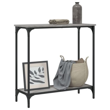vidaXL Τραπέζι Κονσόλα Γκρι Sonoma 75x30,5x75cm Επεξεργ. Ξύλο 1 τεμ.