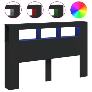 vidaXL Κεφαλάρι Κρεβατιού με LED Μαύρο 160x18,5x103,5cm Επεξεργ. Ξύλο 1 τεμ.