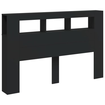 vidaXL Κεφαλάρι Κρεβατιού με LED Μαύρο 160x18,5x103,5cm Επεξεργ. Ξύλο 1 τεμ.
