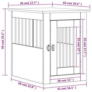 vidaXL Κλουβί Σκύλου Sonoma Δρυς 45 x 62 x 59 εκ. Επεξεργ. Ξύλο