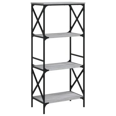 vidaXL Βιβλιοθήκη 4 Επιπέδων Γκρι Sonoma 59x35x132cm Επεξεργ. Ξύλο 1 τεμ.