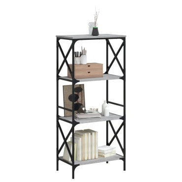 vidaXL Βιβλιοθήκη 4 Επιπέδων Γκρι Sonoma 59x35x132cm Επεξεργ. Ξύλο 1 τεμ.