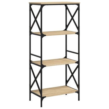 vidaXL Βιβλιοθήκη 4 Επιπέδων Sonoma Δρυς 59x35x132cm Επεξεργ. Ξύλο 1 τεμ.