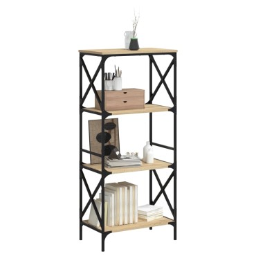 vidaXL Βιβλιοθήκη 4 Επιπέδων Sonoma Δρυς 59x35x132cm Επεξεργ. Ξύλο 1 τεμ.