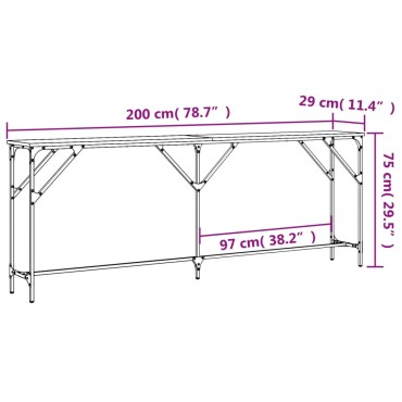 vidaXL Τραπέζι Κονσόλα Γκρι Sonoma 200x29x75cm Επεξεργασμένο Ξύλο 1 τεμ.
