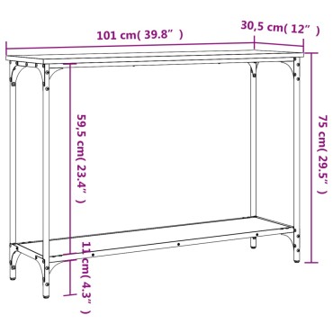 vidaXL Τραπέζι Κονσόλα Μαύρο 101x30,5x75cm από Επεξεργ. Ξύλο 1 τεμ.