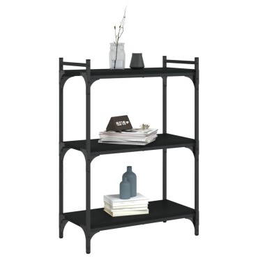 vidaXL Βιβλιοθήκη 3 Επιπέδων Μαύρη 60x30x86cm από Επεξεργ. Ξύλο 1 τεμ.
