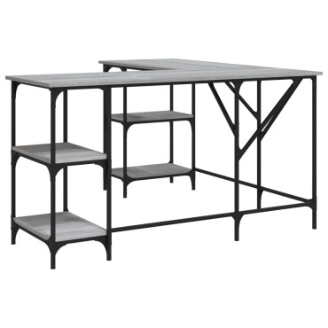 vidaXL Γραφείο Γκρι Sonoma 139x139x75cm από Επεξεργασμένο Ξύλο 1 τεμ.