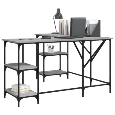 vidaXL Γραφείο Γκρι Sonoma 139x139x75cm από Επεξεργασμένο Ξύλο 1 τεμ.