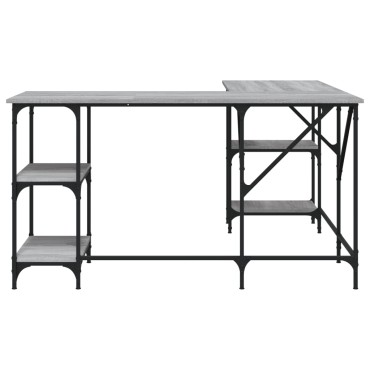 vidaXL Γραφείο Γκρι Sonoma 139x139x75cm από Επεξεργασμένο Ξύλο 1 τεμ.