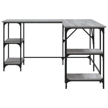 vidaXL Γραφείο Γκρι Sonoma 139x139x75cm από Επεξεργασμένο Ξύλο 1 τεμ.