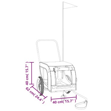 vidaXL Τρέιλερ Ποδηλάτου Κατοικίδιων Κόκκινο/Μαύρο Oxford/Σίδηρος