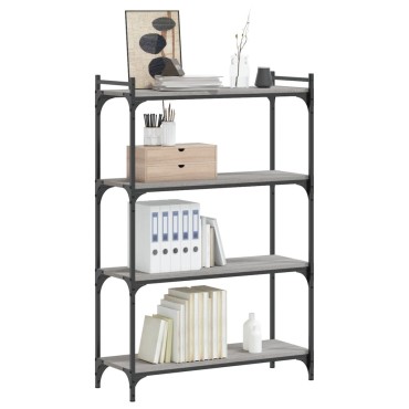 vidaXL Βιβλιοθήκη 4 Επιπέδων Γκρι Sonoma 80x30x120cm Επεξεργ. Ξύλο 1 τεμ.