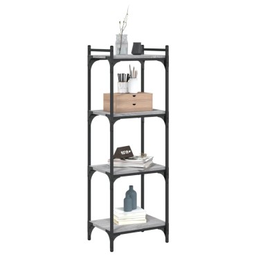 vidaXL Βιβλιοθήκη 4 Επιπέδων Γκρι Sonoma 40x30x120cm Επεξεργ. Ξύλο 1 τεμ.