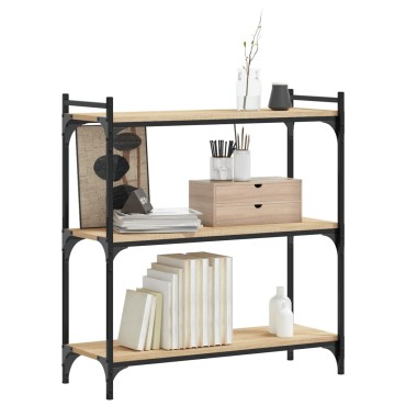 vidaXL Βιβλιοθήκη 3 Επιπέδων Sonoma Δρυς 80x30x86cm Επεξεργ. Ξύλο 1 τεμ.