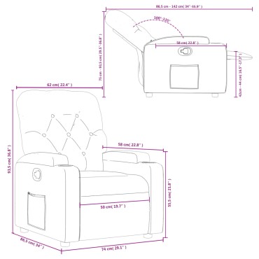 vidaXL Πολυθρόνα Ανακλινόμενη Taupe Υφασμάτινη 74x86,5x93,5cm 1 τεμ.