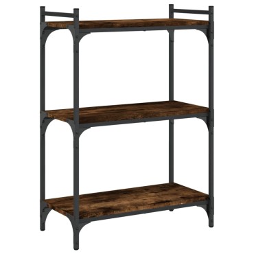 vidaXL Βιβλιοθήκη 3 Επιπέδων Καπνιστή Δρυς 60x30x86cm Επεξεργ. Ξύλο 1 τεμ.