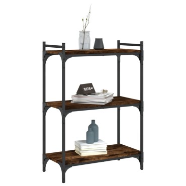 vidaXL Βιβλιοθήκη 3 Επιπέδων Καπνιστή Δρυς 60x30x86cm Επεξεργ. Ξύλο 1 τεμ.