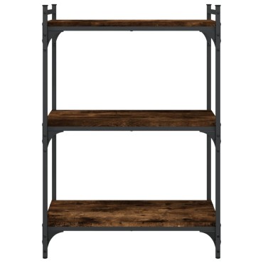 vidaXL Βιβλιοθήκη 3 Επιπέδων Καπνιστή Δρυς 60x30x86cm Επεξεργ. Ξύλο 1 τεμ.