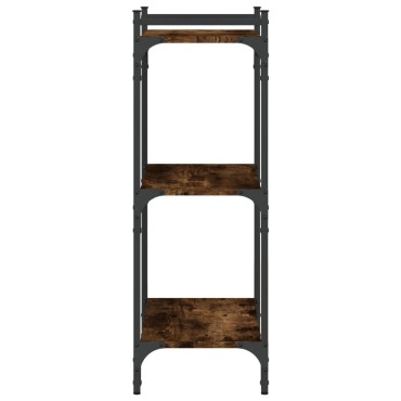 vidaXL Βιβλιοθήκη 3 Επιπέδων Καπνιστή Δρυς 60x30x86cm Επεξεργ. Ξύλο 1 τεμ.