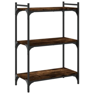 vidaXL Βιβλιοθήκη 3 Επιπέδων Καπνιστή Δρυς 60x30x86cm Επεξεργ. Ξύλο 1 τεμ.