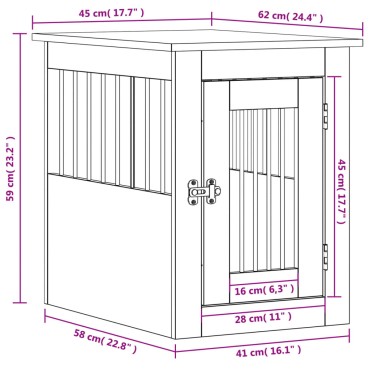 vidaXL Κλουβί Σκύλου Μαύρο 45x62x59 εκ. από Επεξεργασμένο ξύλο