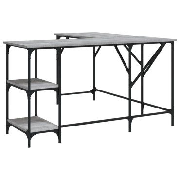 vidaXL Γραφείο Γκρι Sonoma 139x139x75cm από Επεξεργασμένο Ξύλο 1 τεμ.