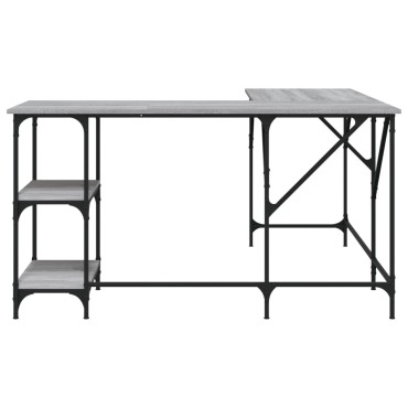 vidaXL Γραφείο Γκρι Sonoma 139x139x75cm από Επεξεργασμένο Ξύλο 1 τεμ.