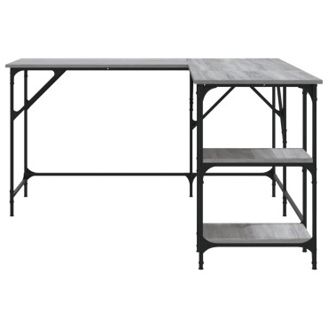 vidaXL Γραφείο Γκρι Sonoma 139x139x75cm από Επεξεργασμένο Ξύλο 1 τεμ.