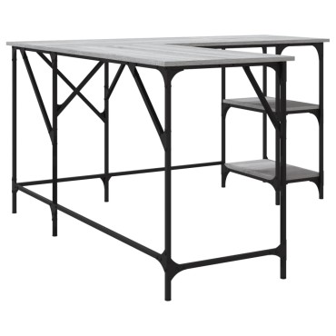 vidaXL Γραφείο Γκρι Sonoma 139x139x75cm από Επεξεργασμένο Ξύλο 1 τεμ.
