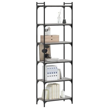 vidaXL Βιβλιοθήκη 6 Επιπέδων Γκρι Sonoma 60x30x188cm Επεξεργ. Ξύλο 1 τεμ.