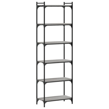 vidaXL Βιβλιοθήκη 6 Επιπέδων Γκρι Sonoma 60x30x188cm Επεξεργ. Ξύλο 1 τεμ.