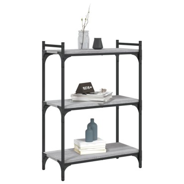 vidaXL Βιβλιοθήκη 3 Επιπέδων Γκρι Sonoma 60x30x86cm Επεξεργ. Ξύλο 1 τεμ.