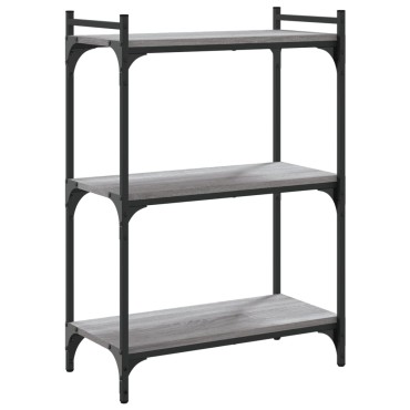 vidaXL Βιβλιοθήκη 3 Επιπέδων Γκρι Sonoma 60x30x86cm Επεξεργ. Ξύλο 1 τεμ.