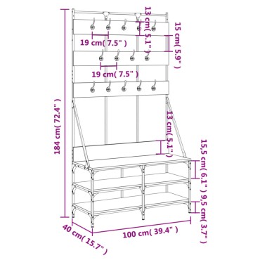 vidaXL Κρεμάστρα Ρούχων με Παπουτσοθήκη Sonoma Δρυς 100x40x184 εκ.