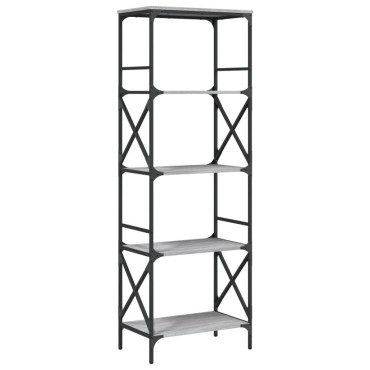 vidaXL Βιβλιοθήκη 5 Επιπέδων Γκρι Sonoma 59x35x171cm Επεξ. Ξύλο 1 τεμ.
