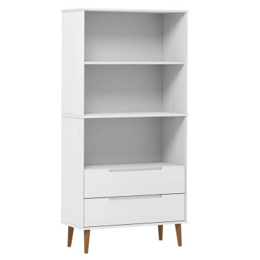 vidaXL Βιβλιοθήκη MOLDE Λευκή 85x35x170,5cm από Μασίφ Ξύλο Πεύκου 1 τεμ.