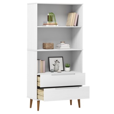 vidaXL Βιβλιοθήκη MOLDE Λευκή 85x35x170,5cm από Μασίφ Ξύλο Πεύκου 1 τεμ.