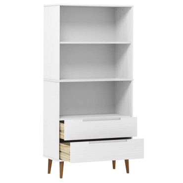 vidaXL Βιβλιοθήκη MOLDE Λευκή 85x35x170,5cm από Μασίφ Ξύλο Πεύκου 1 τεμ.