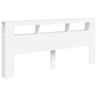 vidaXL Κεφαλάρι Κρεβατιού με LED Λευκό 220x18,5x103,5cm Επεξεργ. Ξύλο 1 τεμ.