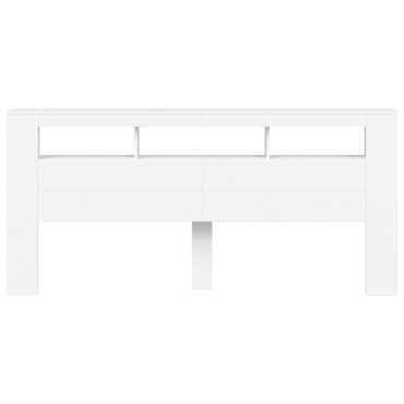 vidaXL Κεφαλάρι Κρεβατιού με LED Λευκό 220x18,5x103,5cm Επεξεργ. Ξύλο 1 τεμ.