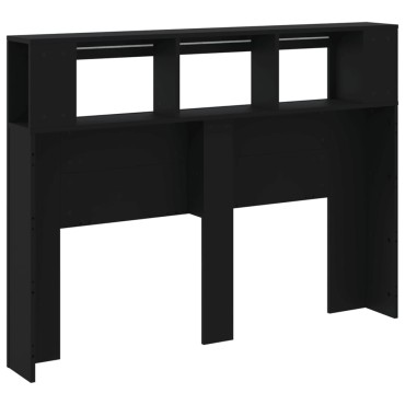 vidaXL Κεφαλάρι Κρεβατιού με LED Μαύρο 140x18,5x103,5cm Επεξεργ. Ξύλο 1 τεμ.