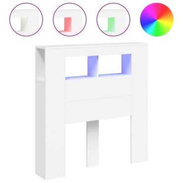 vidaXL Κεφαλάρι Κρεβατιού με LED Λευκό 100x18,5x103,5cm Επεξεργ. Ξύλο 1 τεμ.