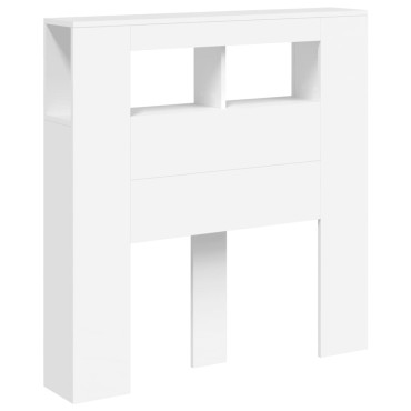 vidaXL Κεφαλάρι Κρεβατιού με LED Λευκό 100x18,5x103,5cm Επεξεργ. Ξύλο 1 τεμ.